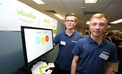 Paul Knittel, left, and Tristan Mathias have made web design a faster process.